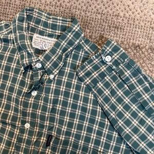 Vintage Abercrombie & Fitch The Big Shirt Mens L Green Plaid Button Down Cotton